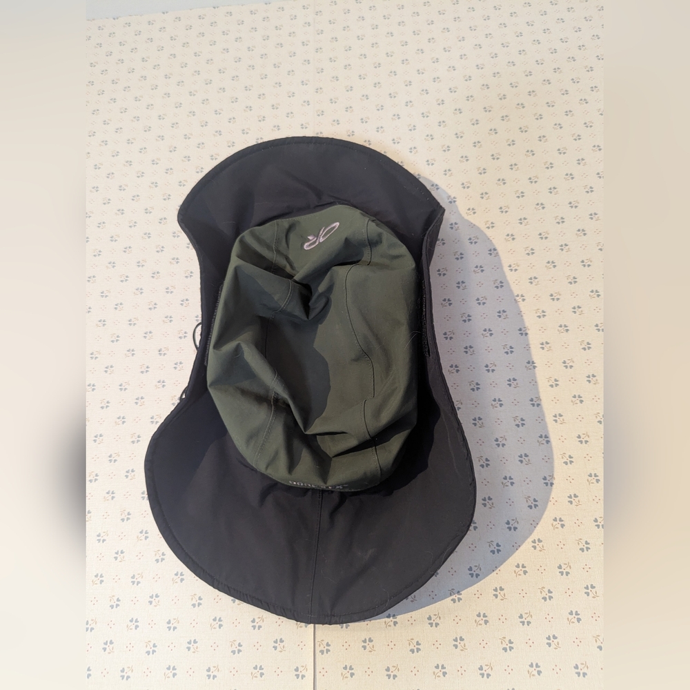 Outdoor Research Hat OR Gore Tex XL Chin Tie Velcro Wide Brim Black Olive Unisex